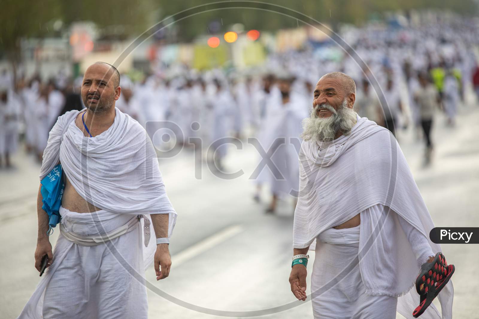 Old Man In Hajj Season Pilgrims In Day Time, Performing Hajj, Mina Mecca , Saudi Arabia, August 2019