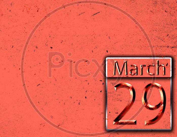 29 March, Monthly Calendar On Backgrand