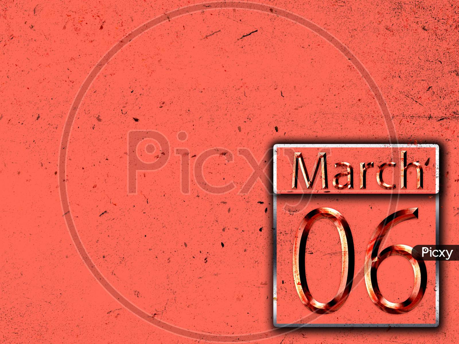 06 March, Monthly Calendar On Backgrand
