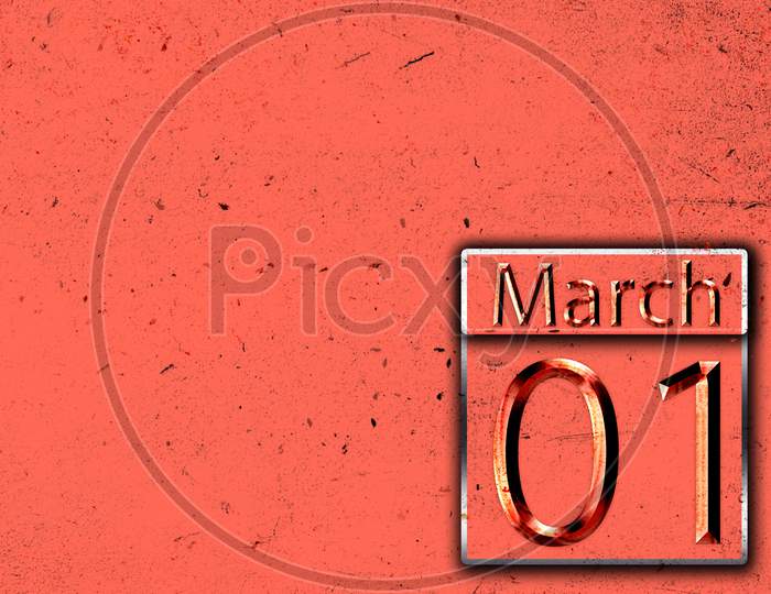 01 March, Monthly Calendar On Backgrand