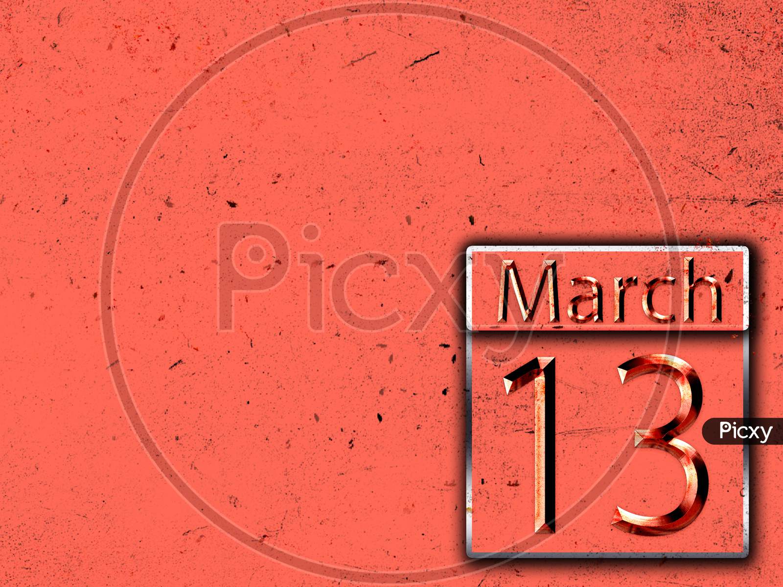 13 March, Monthly Calendar On Backgrand