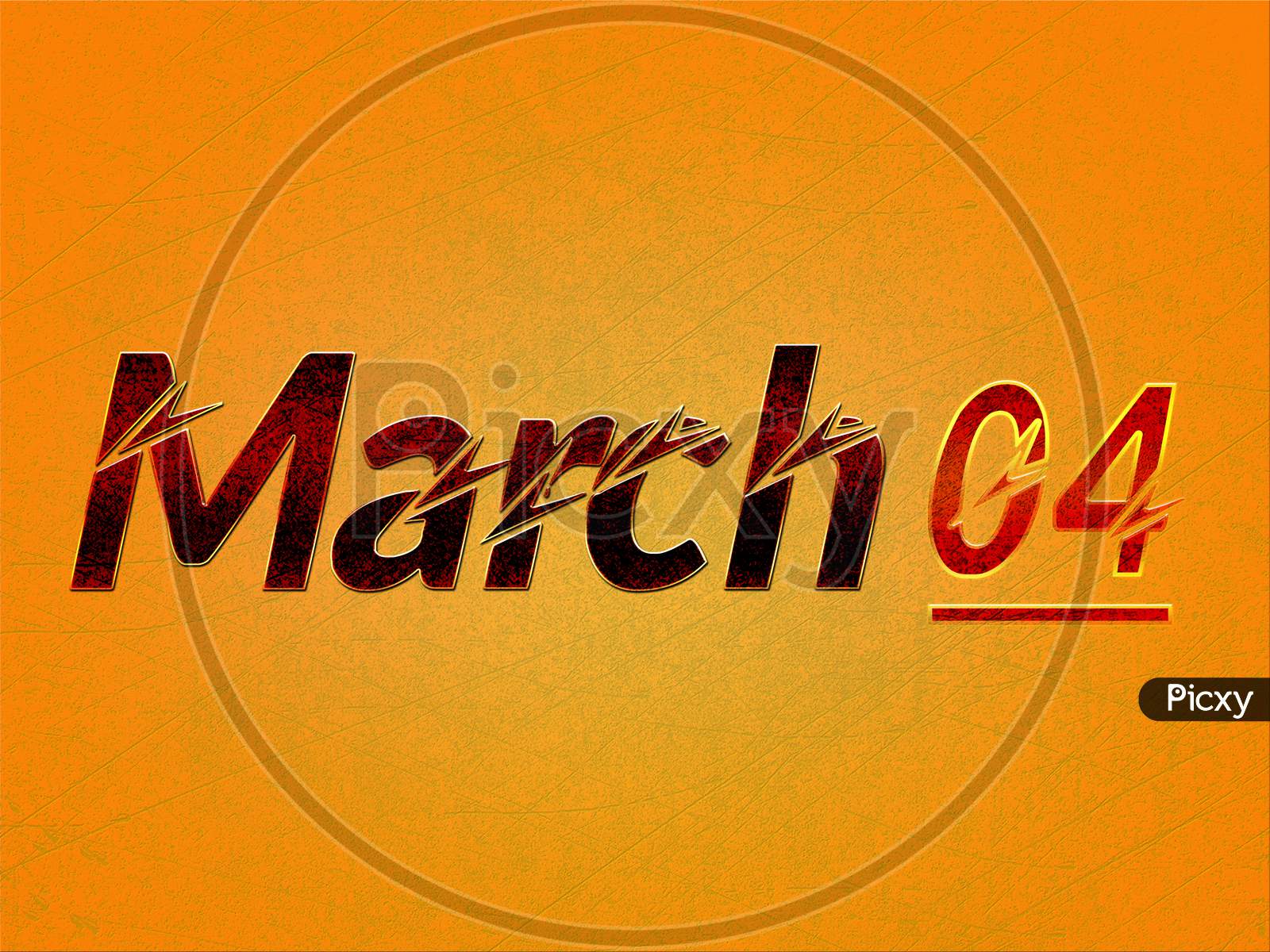 04 March, Monthly Calendar On Yellow Backgrand