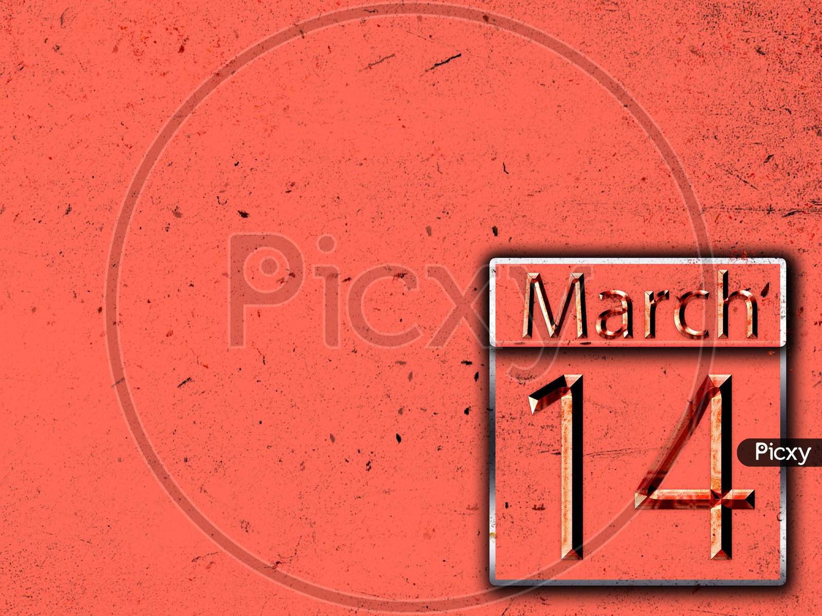 14 March, Monthly Calendar On Backgrand