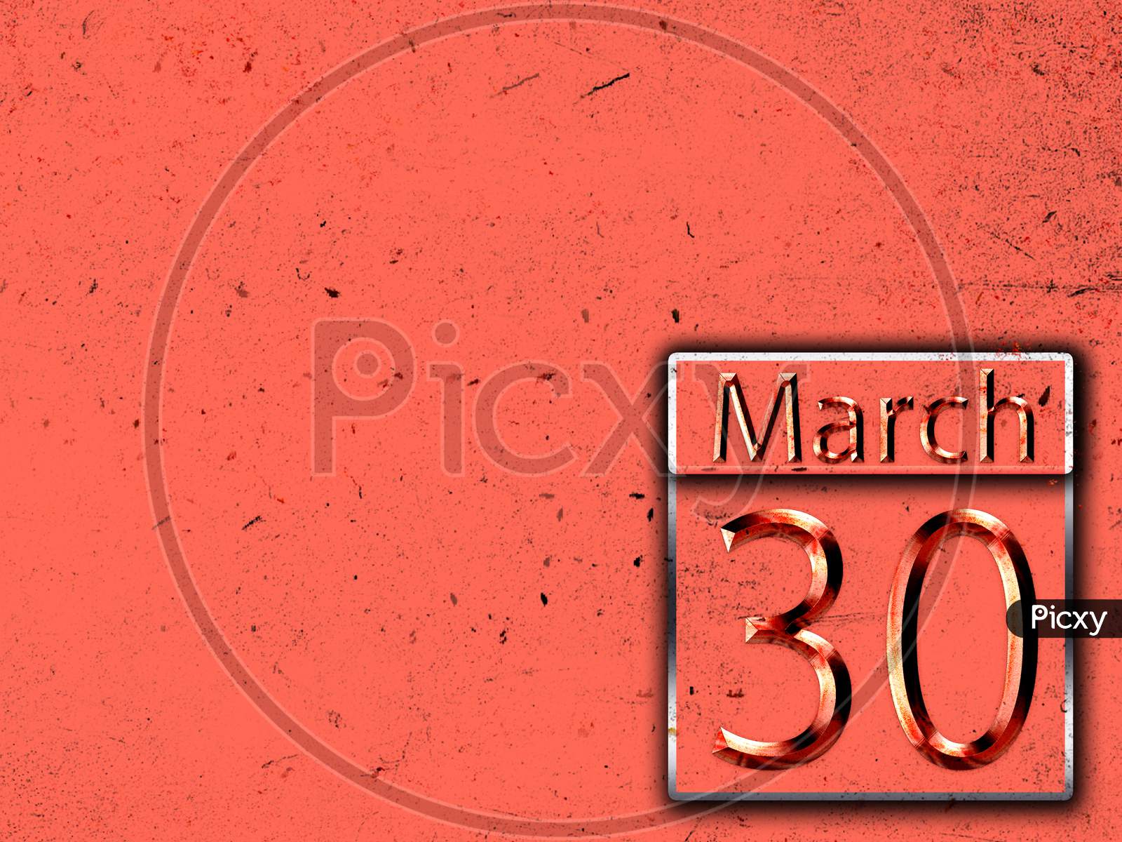 30 March, Monthly Calendar On Backgrand