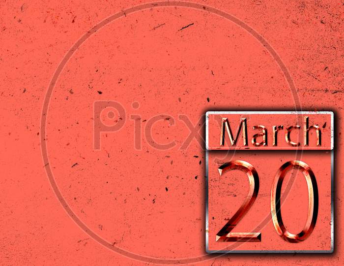 20 March, Monthly Calendar On Backgrand