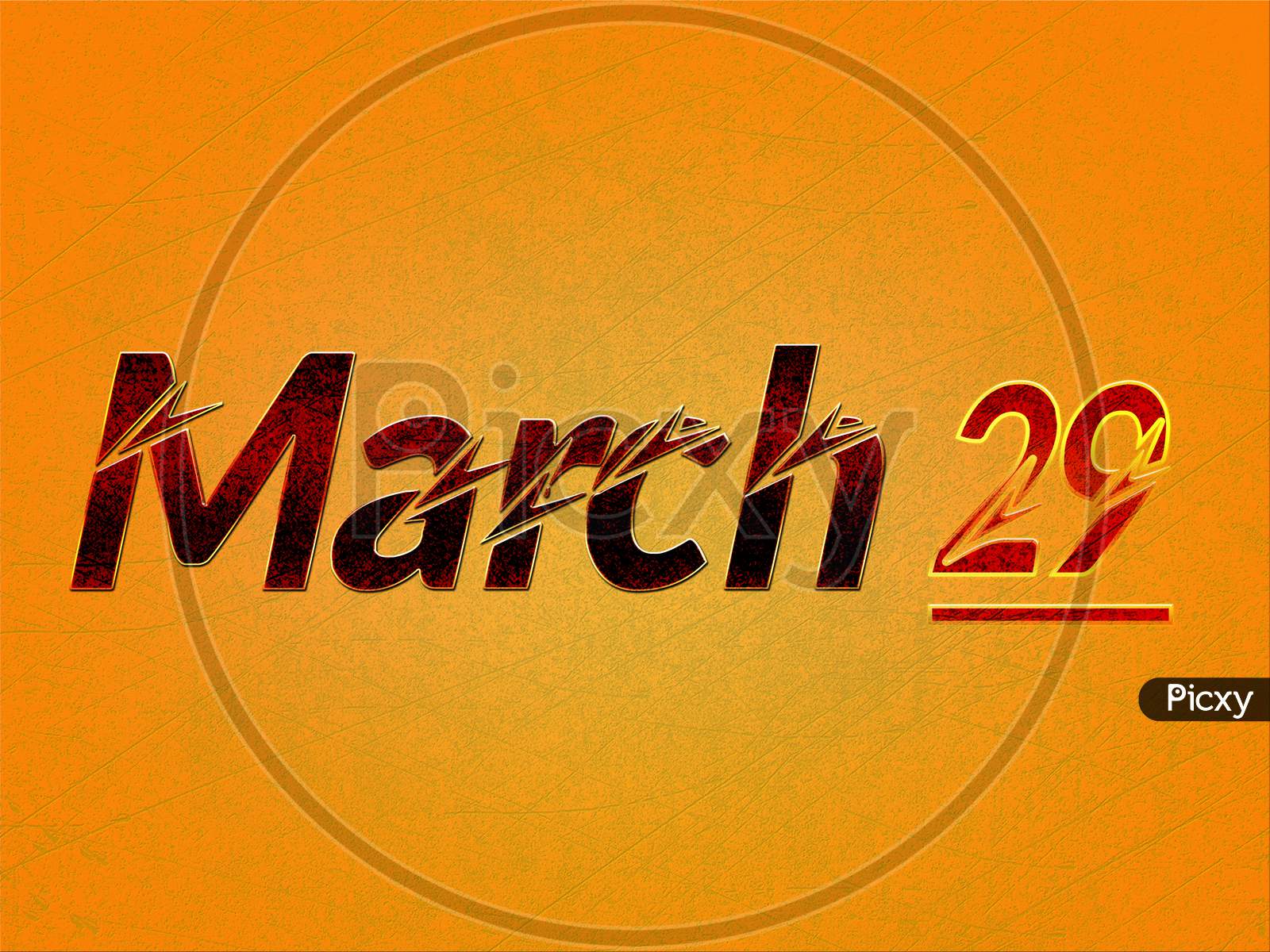29 March, Monthly Calendar On Yellow Backgrand