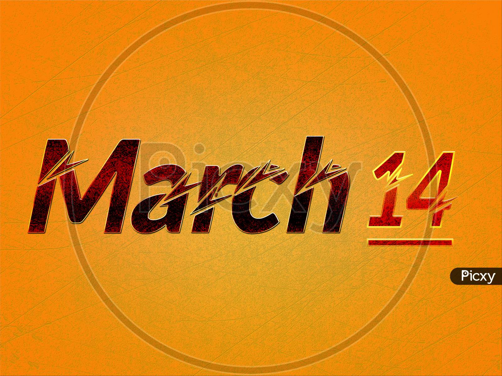 14 March, Monthly Calendar On Yellow Backgrand