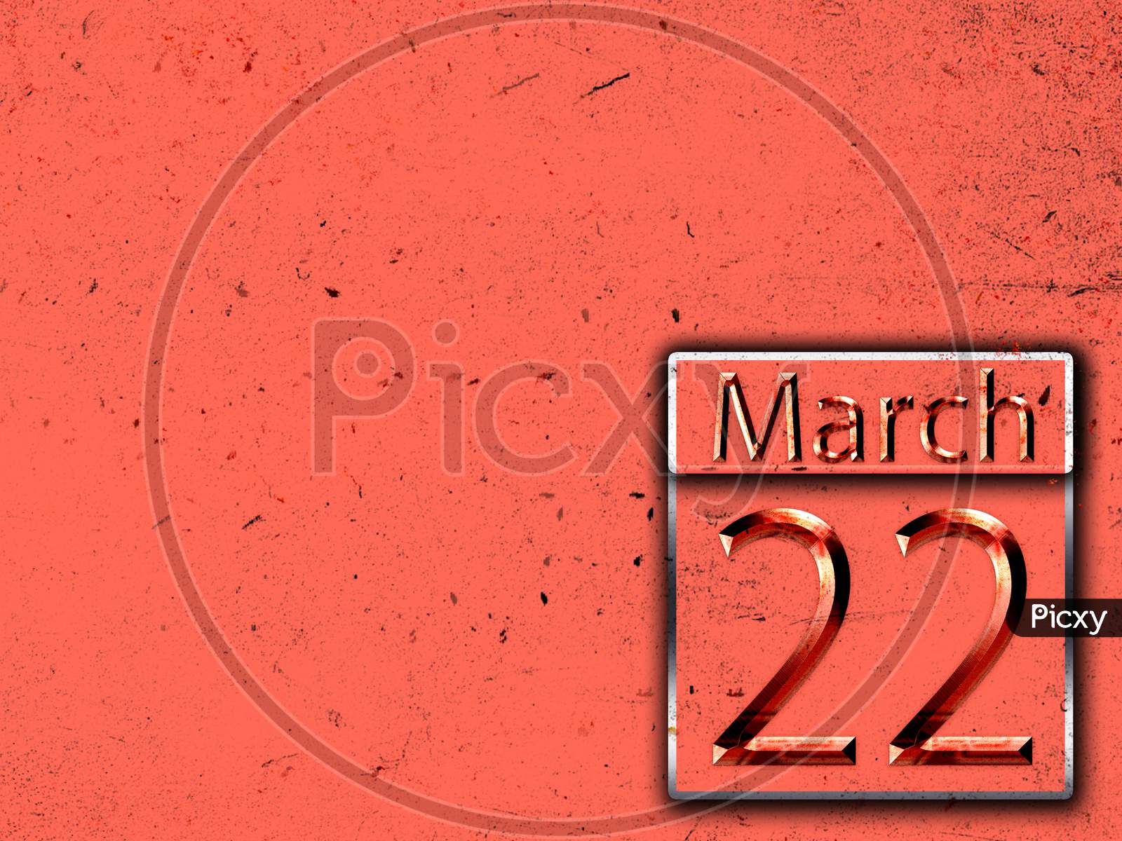 22 March, Monthly Calendar On Backgrand