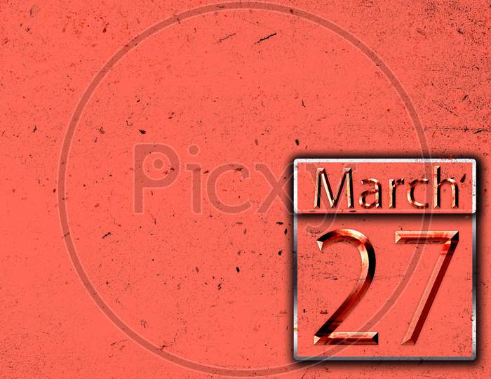 27 March, Monthly Calendar On Backgrand
