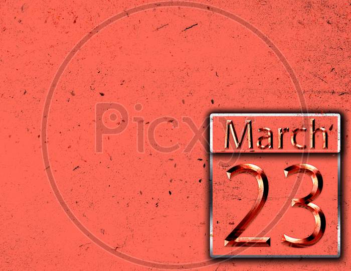 23 March, Monthly Calendar On Backgrand