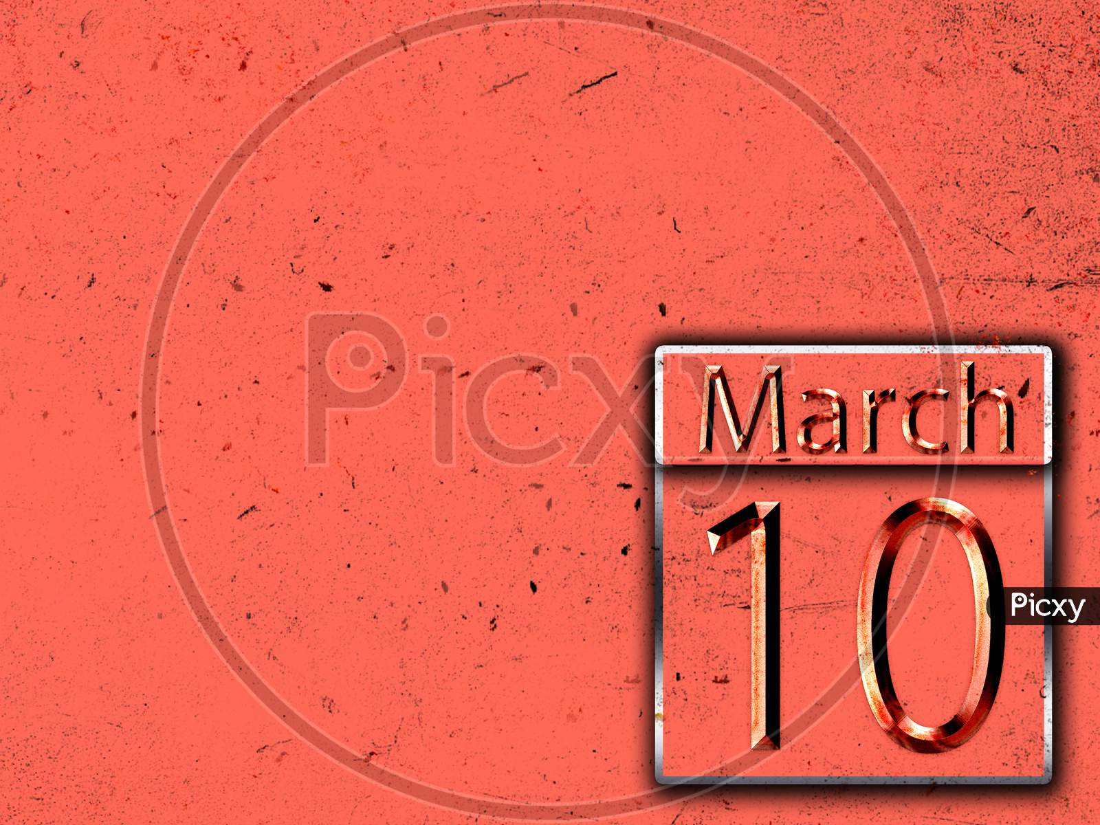 10 March, Monthly Calendar On Backgrand