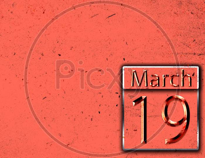 19 March, Monthly Calendar On Backgrand