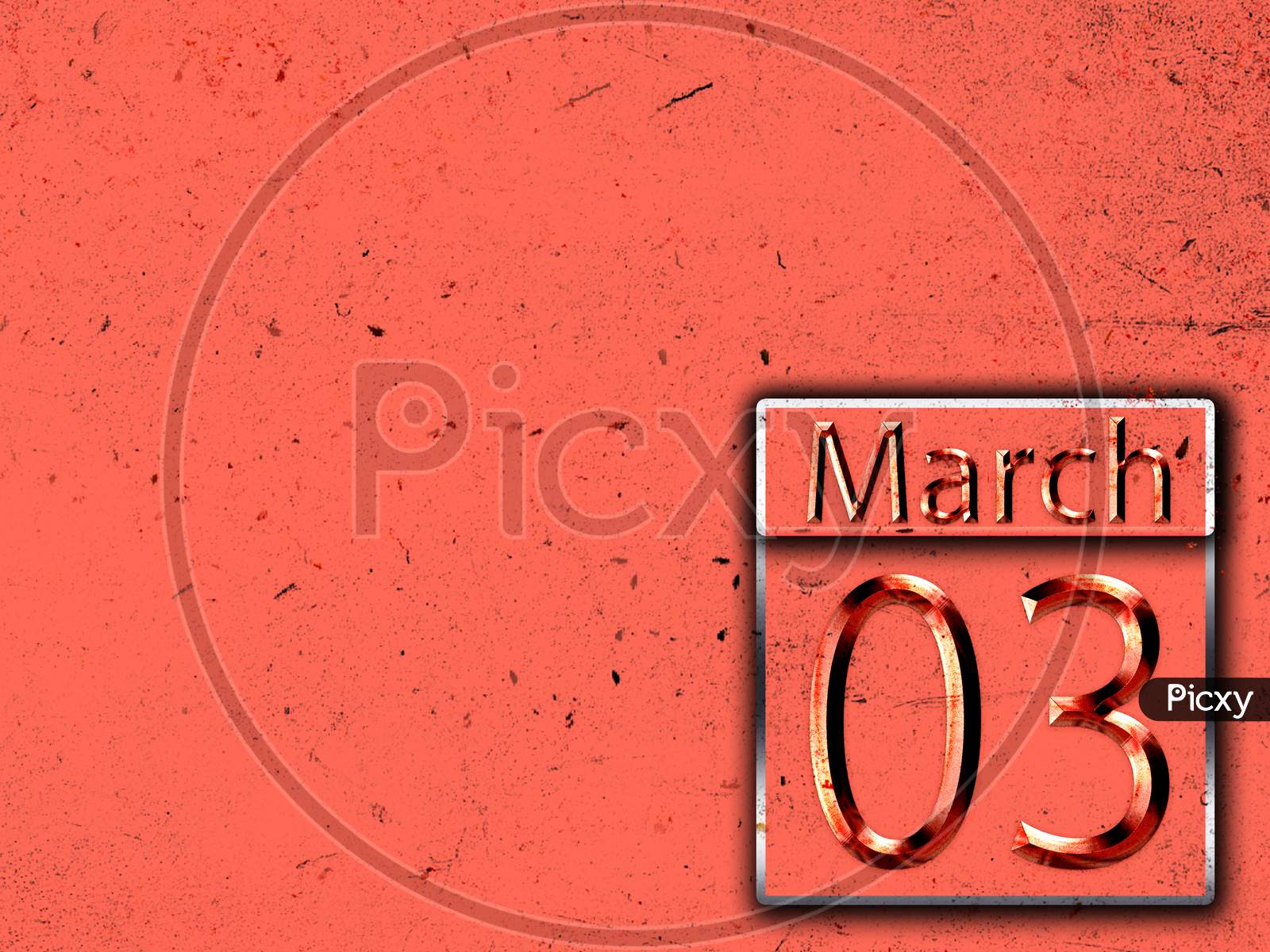 03 March, Monthly Calendar On Backgrand