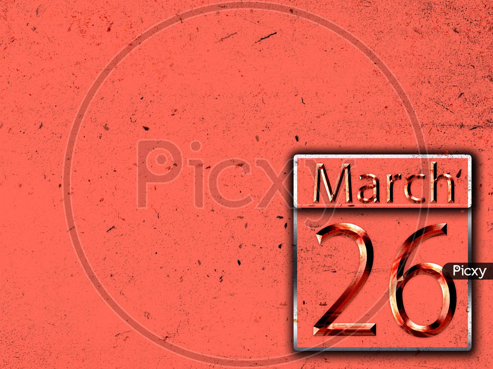 26 March, Monthly Calendar On Backgrand
