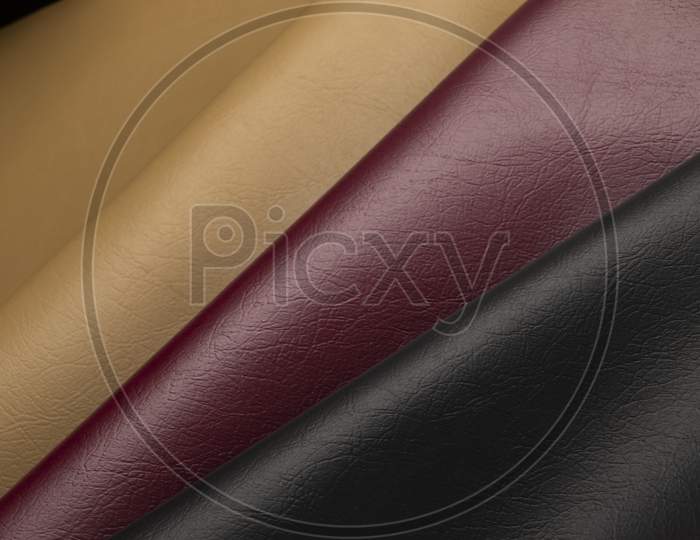 Closeup Of Rows Of Colorful Luxurious And Expensive Leather Textures