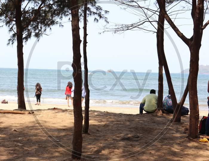 Miramar beach in panjim city, Goa