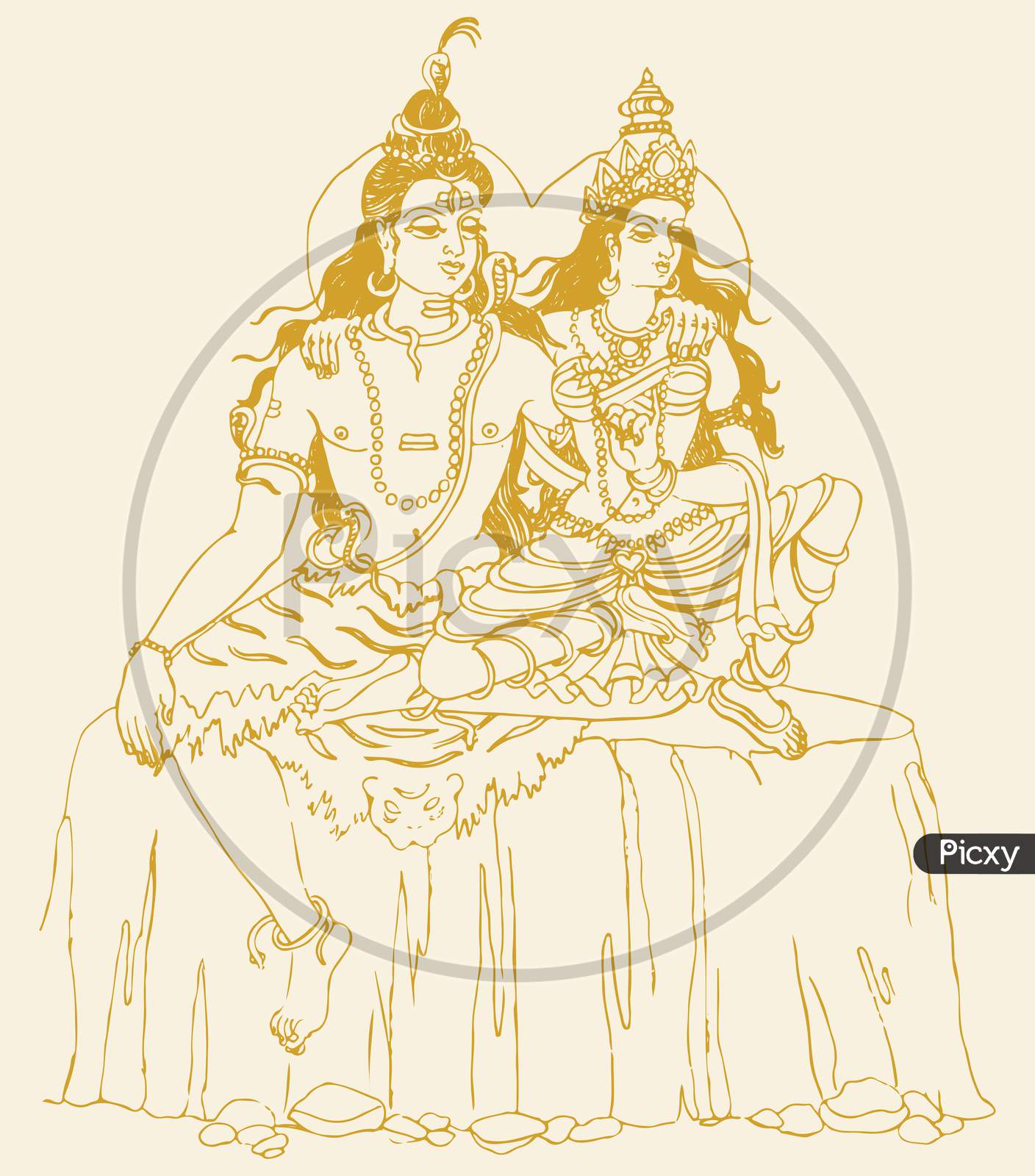 Buy Trends on Wall Grey Vinyl Shiv Parvati Wall Sticker 64 x 59 cm Online  at Best Prices in India  JioMart