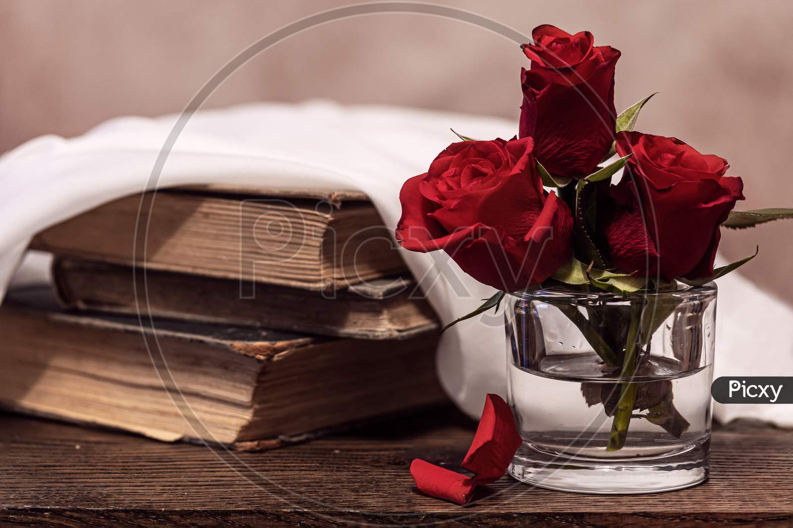 Roses  Red  Old Books  Wedding  Love  Petals