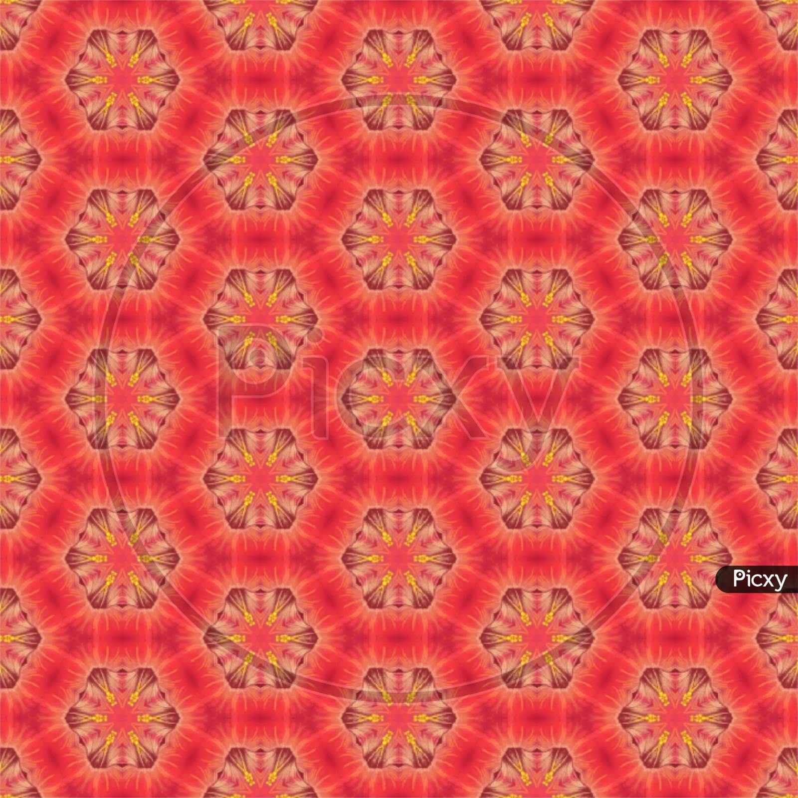 Red colour flowers textile design illustration