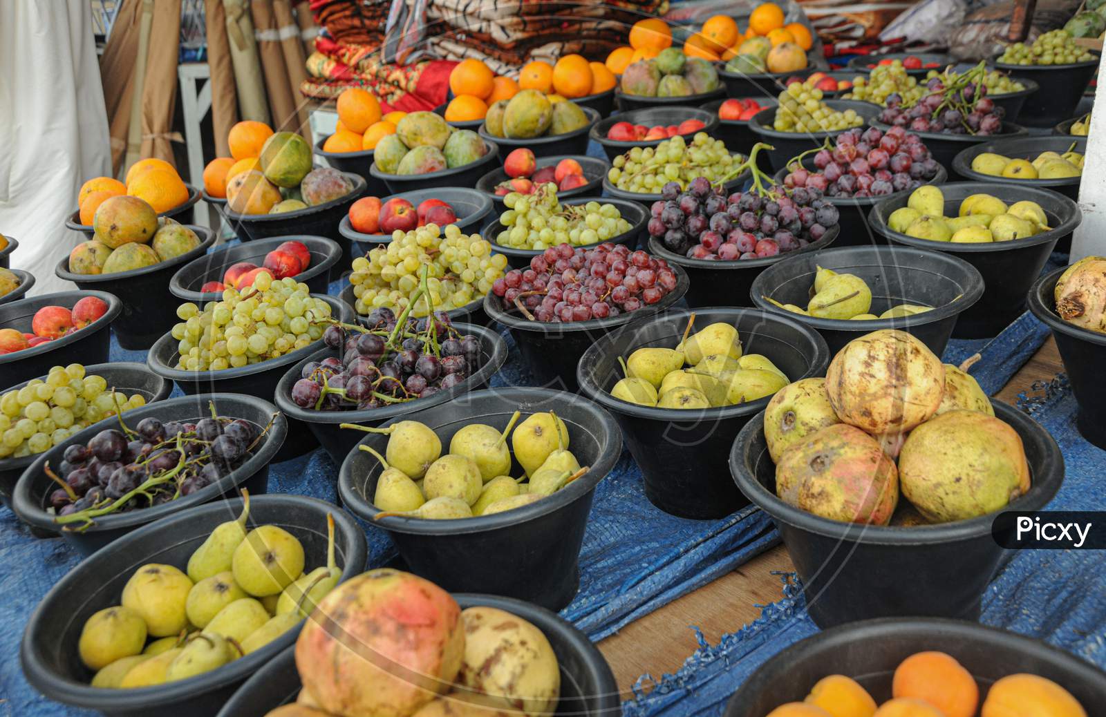 Many,Fruits,In,Baskets,For,Sale