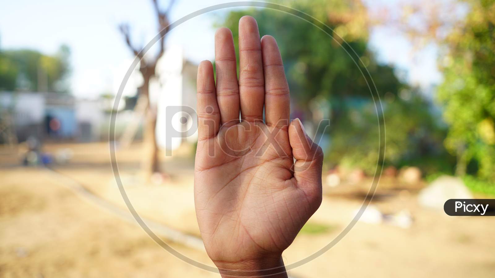 Hand Gesture In Blessing Closeup. Hand Action To Give Bless And Giving Auspicious Wishes For Future.