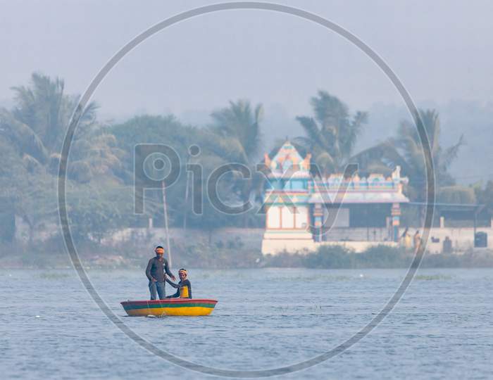 fishermen in ameenpur lake