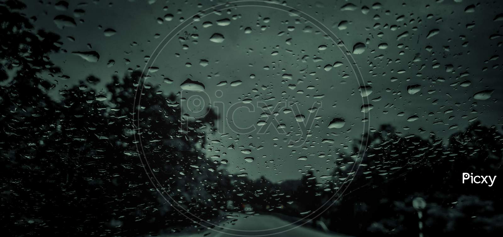 Rain Water Droplets on Glass