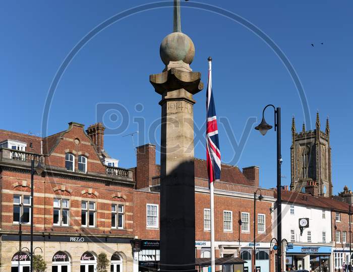 East Grinstead, West Sussex, Uk - March 9 : View Of The War Memorial In East Grinstead On March 9 2021. Unidentified People