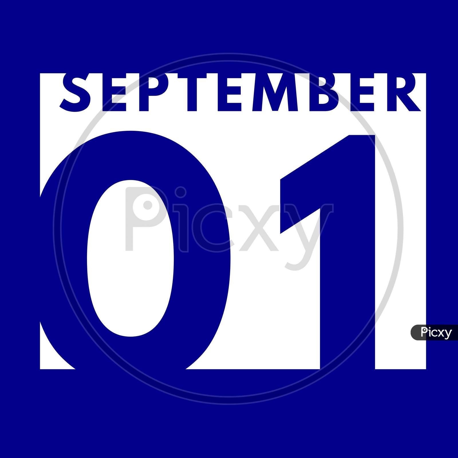 Image of September 1 . Flat Modern Daily Calendar Icon .Date ,Day