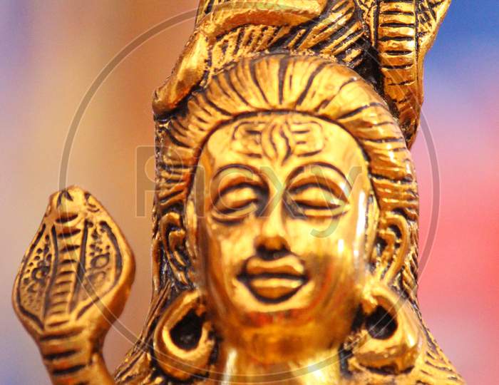 Beautiful Golden God Mahadev Shankar Statue