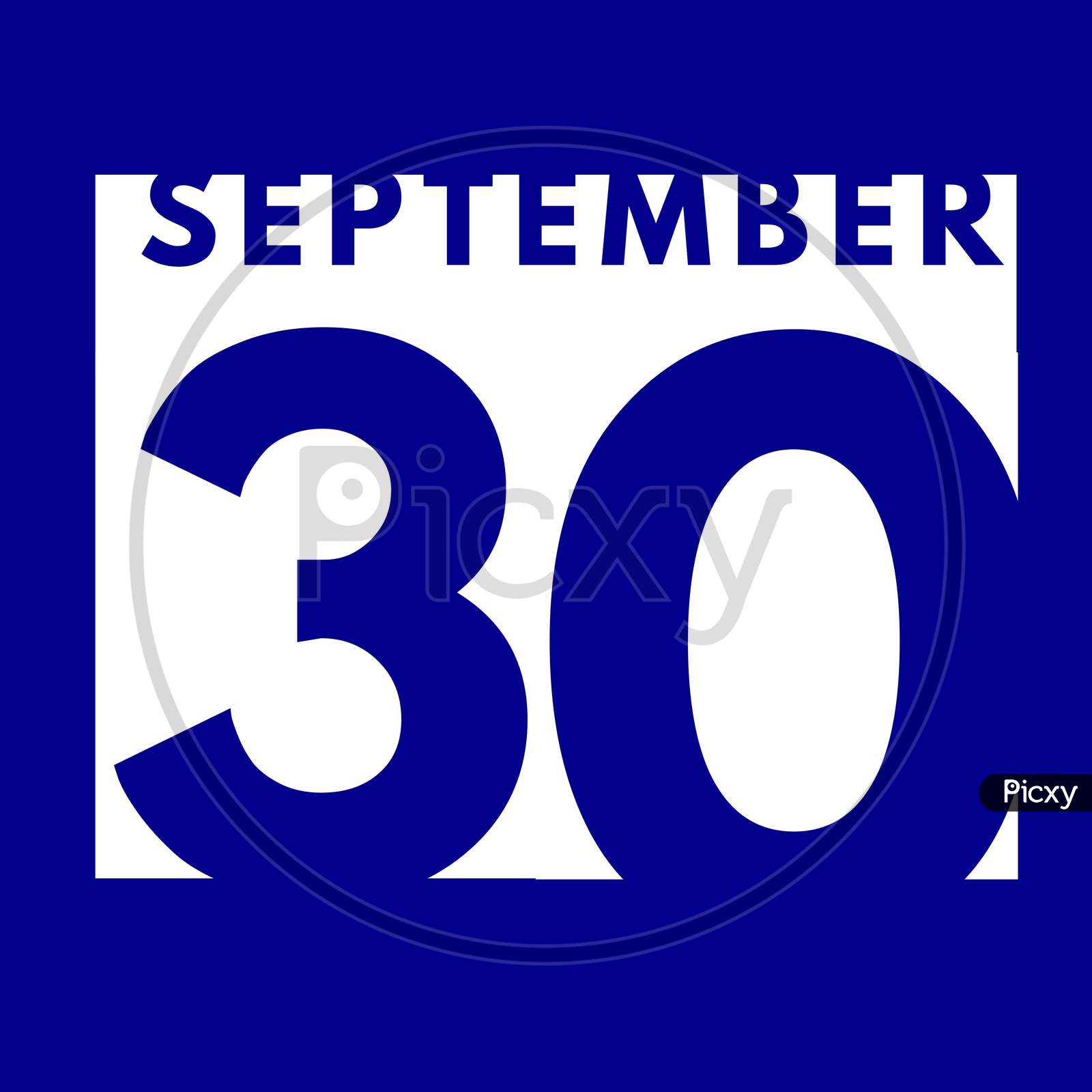 September 30 . Flat Modern Daily Calendar Icon .Date ,Day, Month .Calendar For The Month Of September