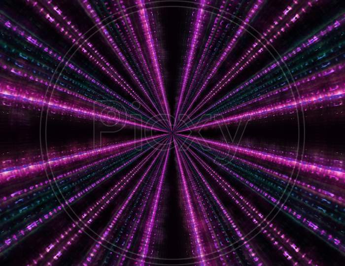 3D Illustration Of Glowing Purple Lines