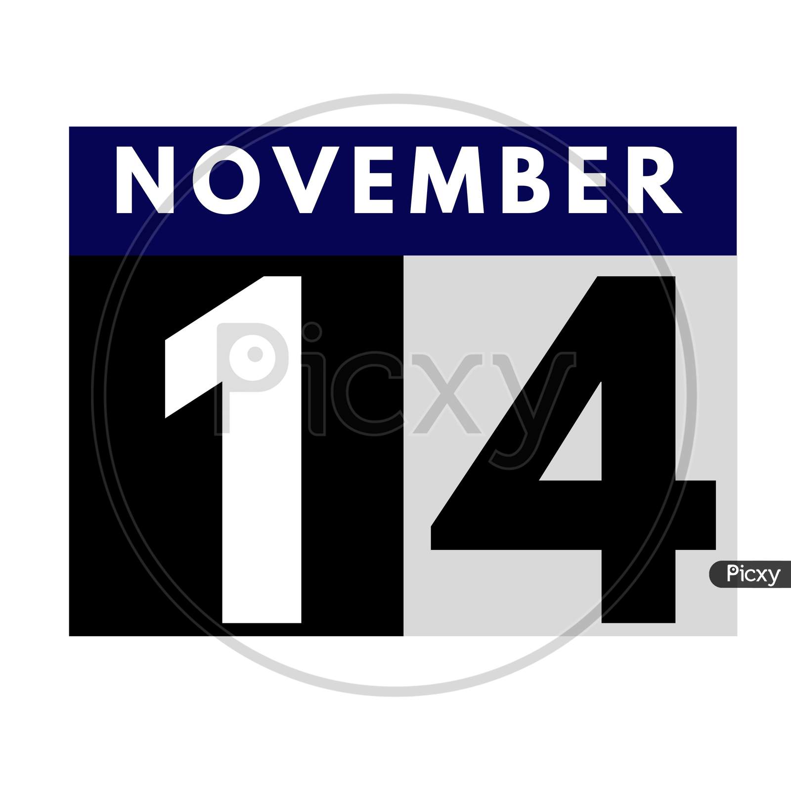 November 14 . Flat Daily Calendar Icon .Date ,Day, Month .Calendar For The Month Of November