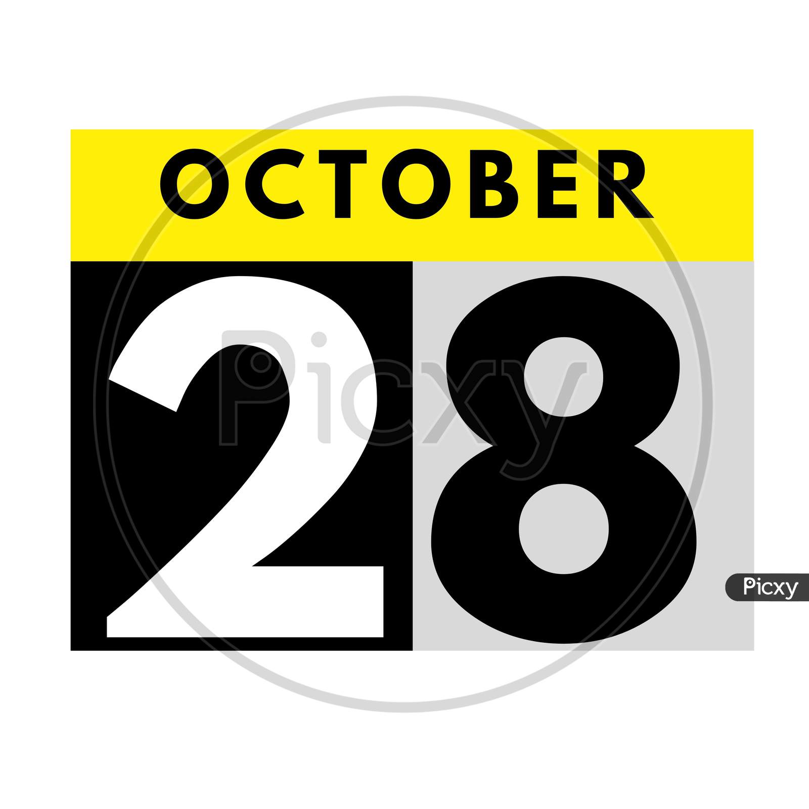 October 28 . Flat Daily Calendar Icon .Date ,Day, Month .Calendar For The Month Of October