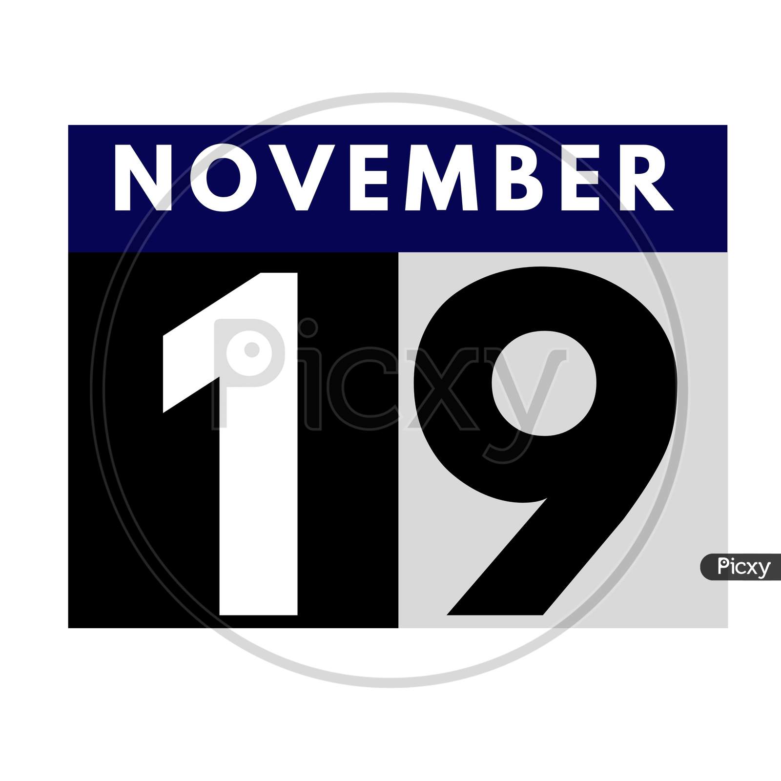 November 19 . Flat Daily Calendar Icon .Date ,Day, Month .Calendar For The Month Of November