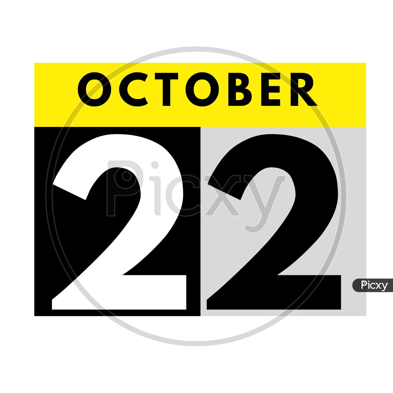 October 22 . Flat Daily Calendar Icon .Date ,Day, Month .Calendar For The Month Of October