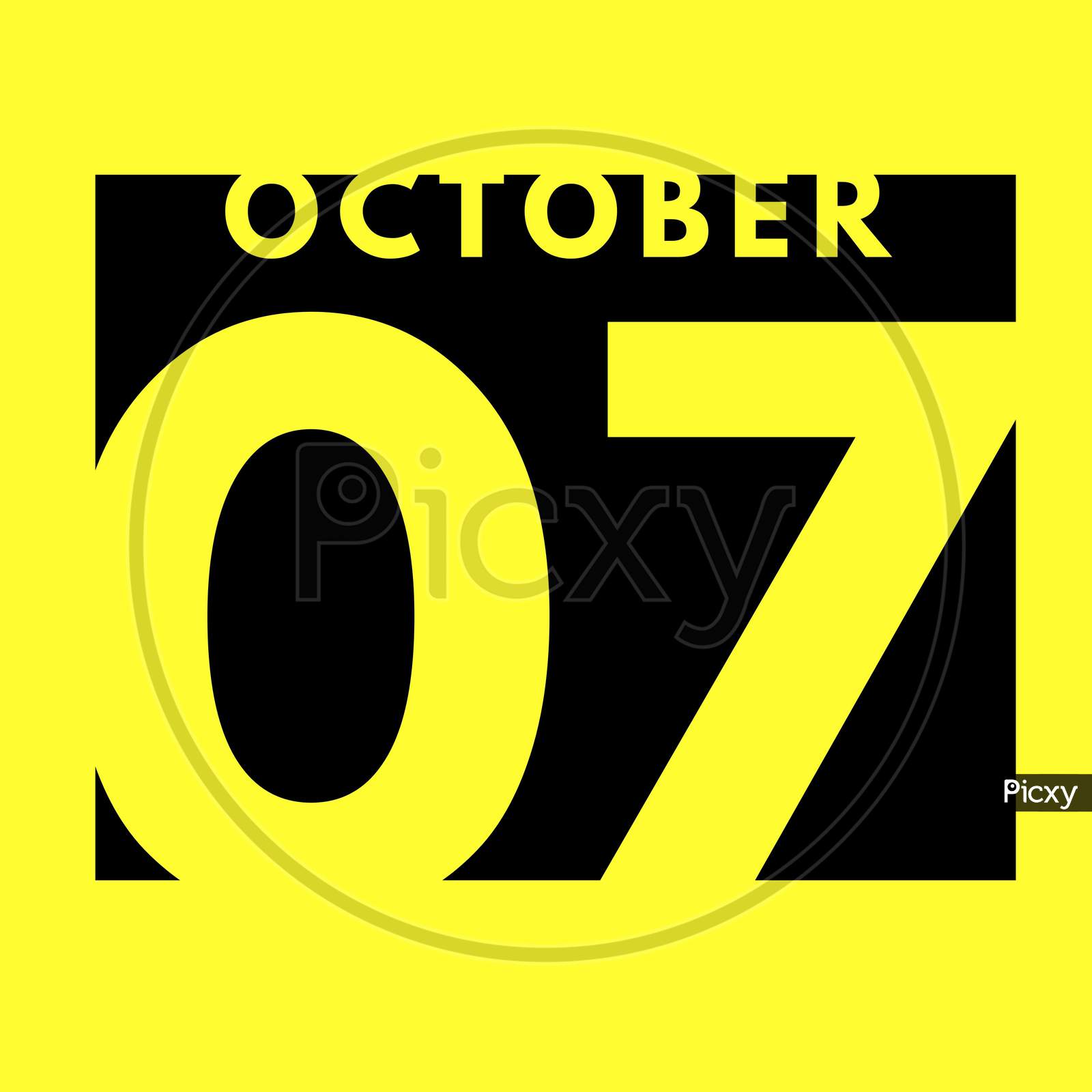 October 7 . Flat Modern Daily Calendar Icon .Date ,Day, Month .Calendar For The Month Of October