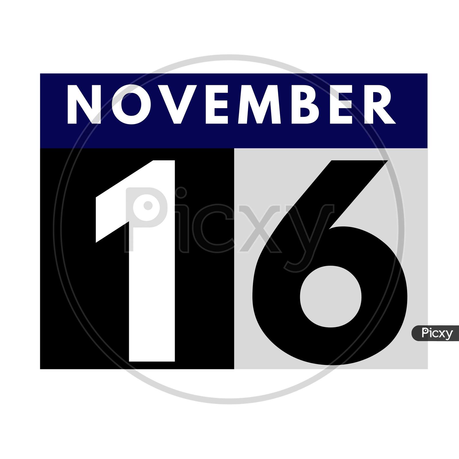 November 16 . Flat Daily Calendar Icon .Date ,Day, Month .Calendar For The Month Of November