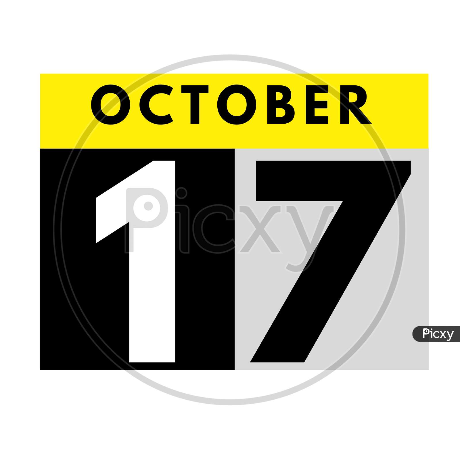 October 17 . Flat Daily Calendar Icon .Date ,Day, Month .Calendar For The Month Of October