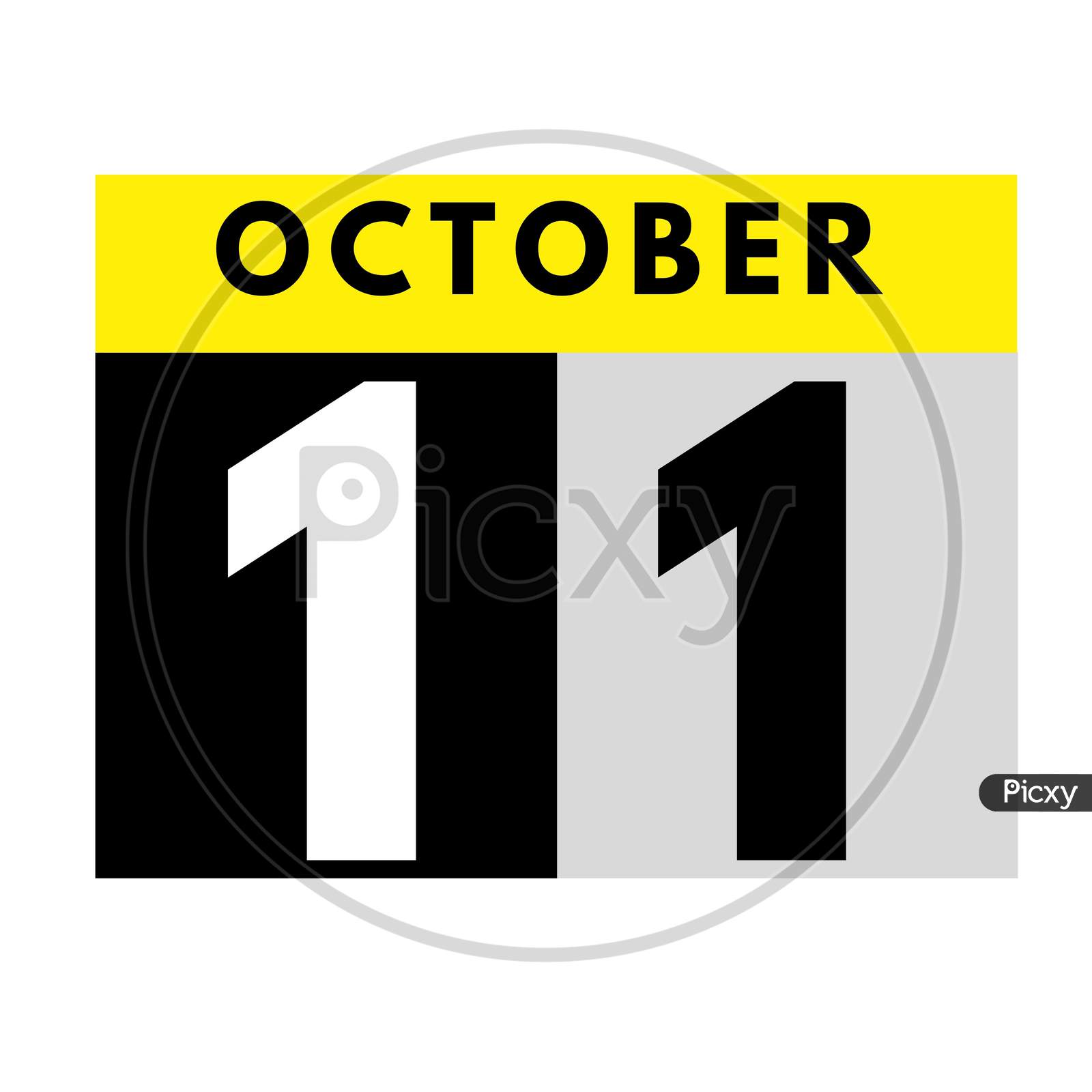 October 11 . Flat Daily Calendar Icon .Date ,Day, Month .Calendar For The Month Of October