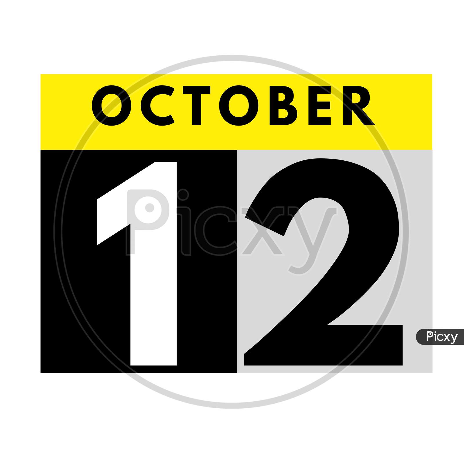 October 12 . Flat Daily Calendar Icon .Date ,Day, Month .Calendar For The Month Of October