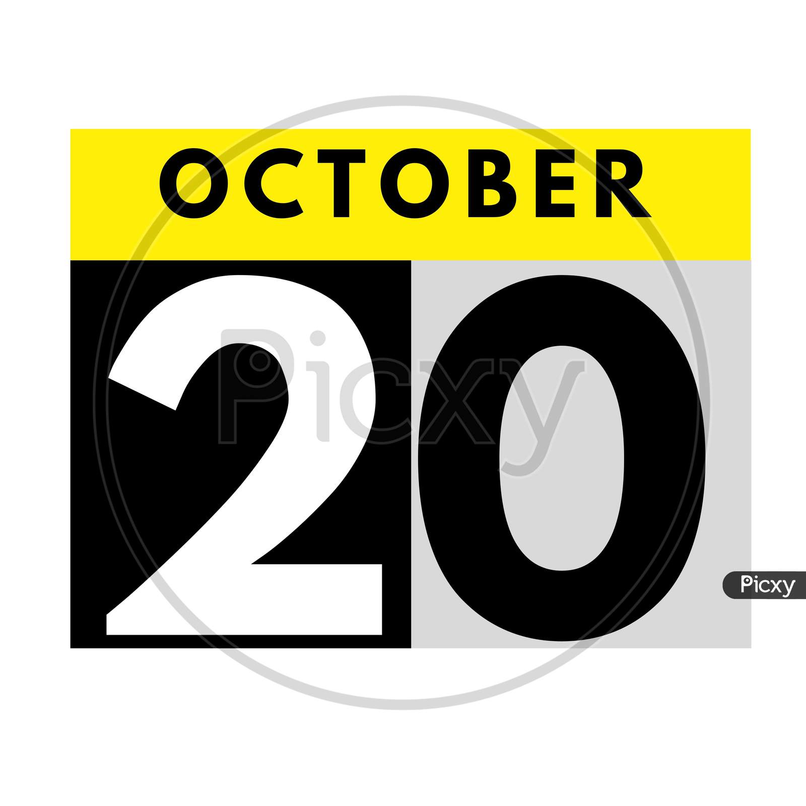 October 20 . Flat Daily Calendar Icon .Date ,Day, Month .Calendar For The Month Of October