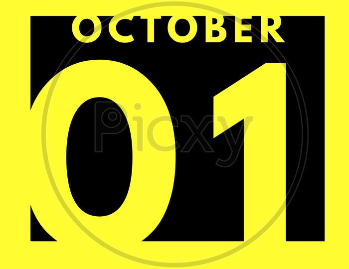 October 1 . Flat Modern Daily Calendar Icon .Date ,Day, Month .Calendar For The Month Of October