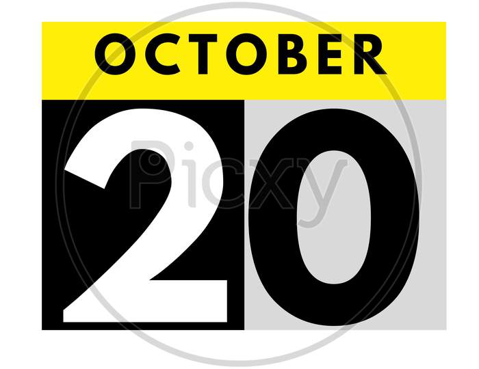 October 20 . Flat Daily Calendar Icon .Date ,Day, Month .Calendar For The Month Of October