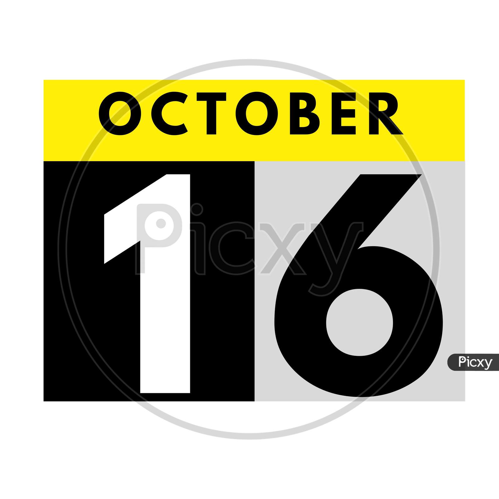 October 16 . Flat Daily Calendar Icon .Date ,Day, Month .Calendar For The Month Of October