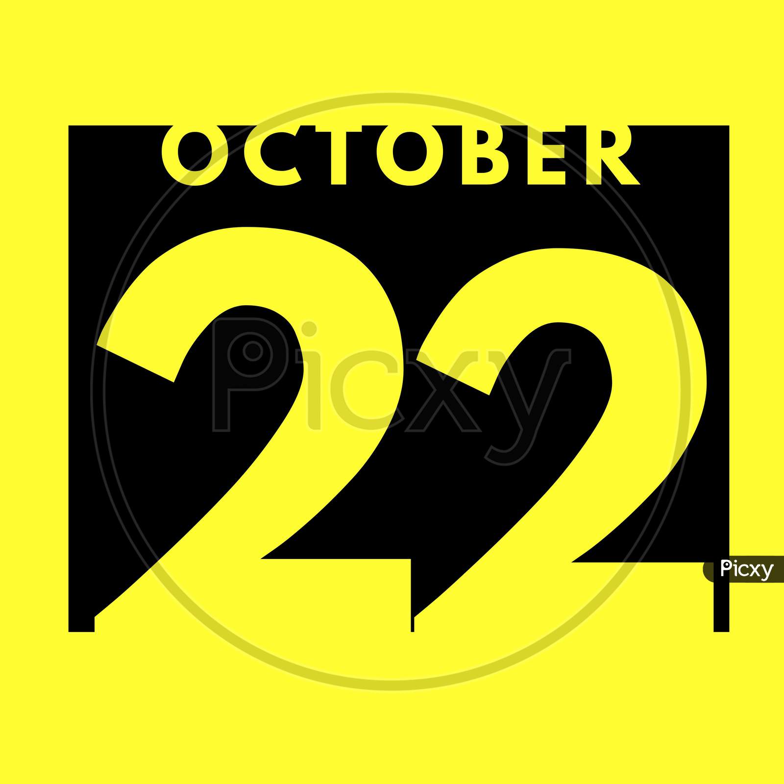 October 22 . Flat Modern Daily Calendar Icon .Date ,Day, Month .Calendar For The Month Of October