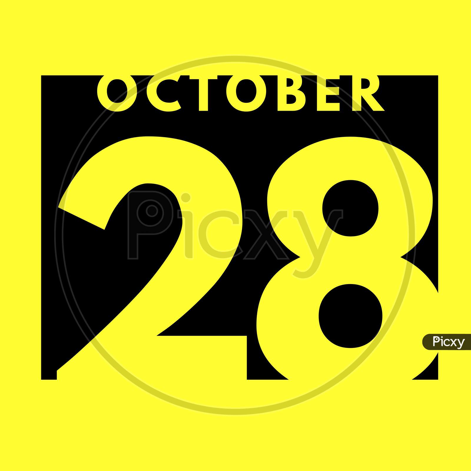 October 28 . Flat Modern Daily Calendar Icon .Date ,Day, Month .Calendar For The Month Of October