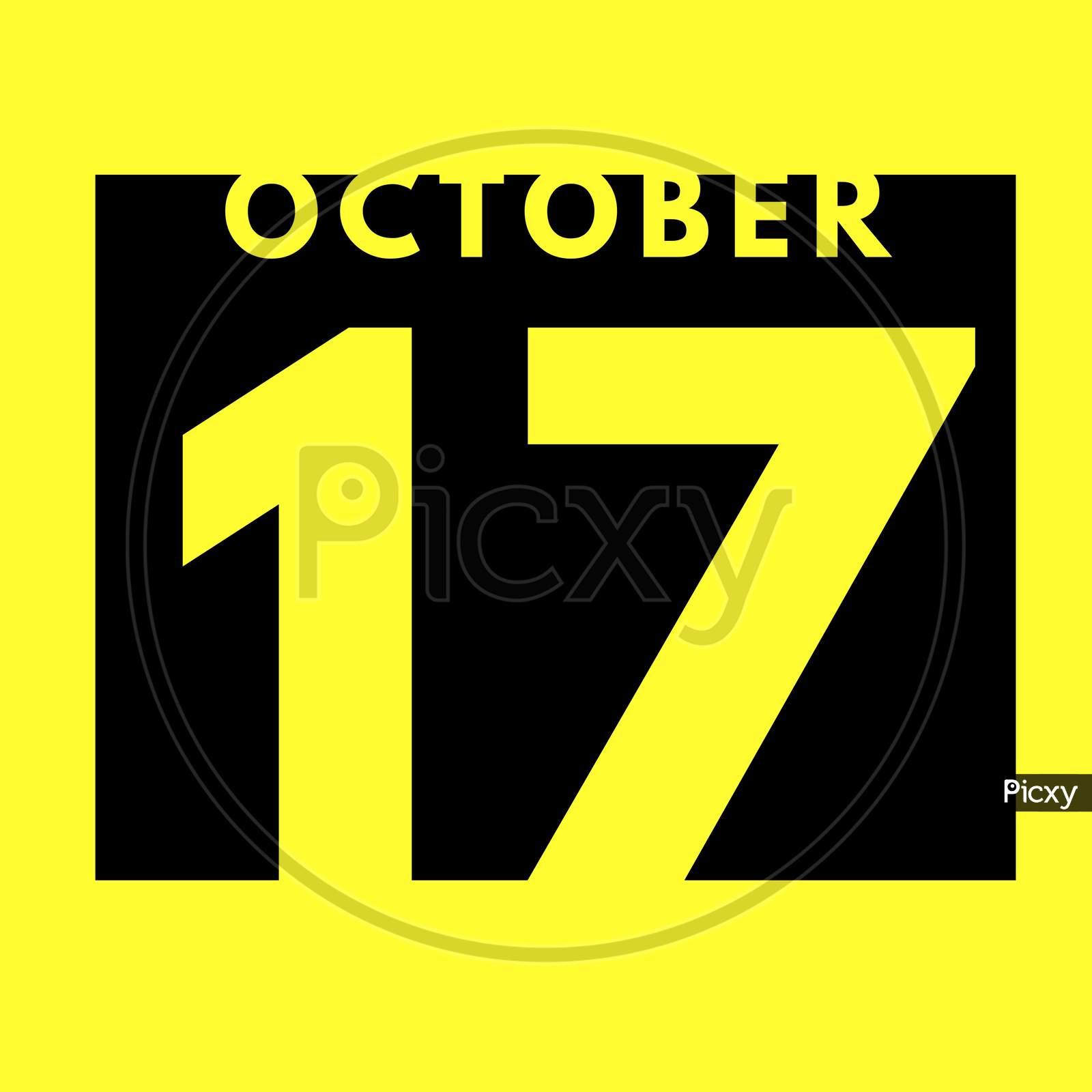 October 17 . Flat Modern Daily Calendar Icon .Date ,Day, Month .Calendar For The Month Of October