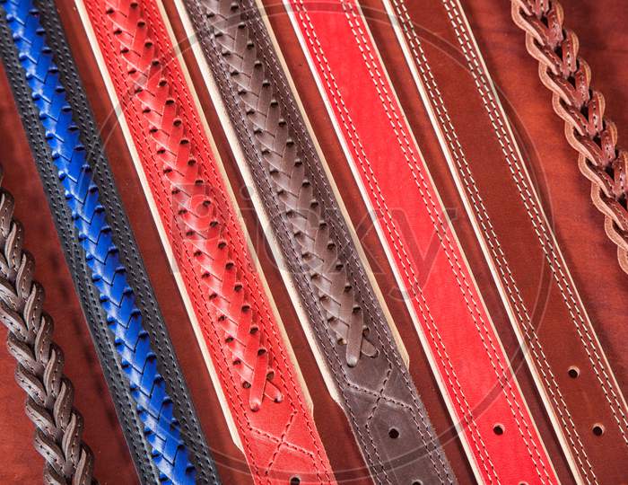 A Close-Up Of  Leather  Belts