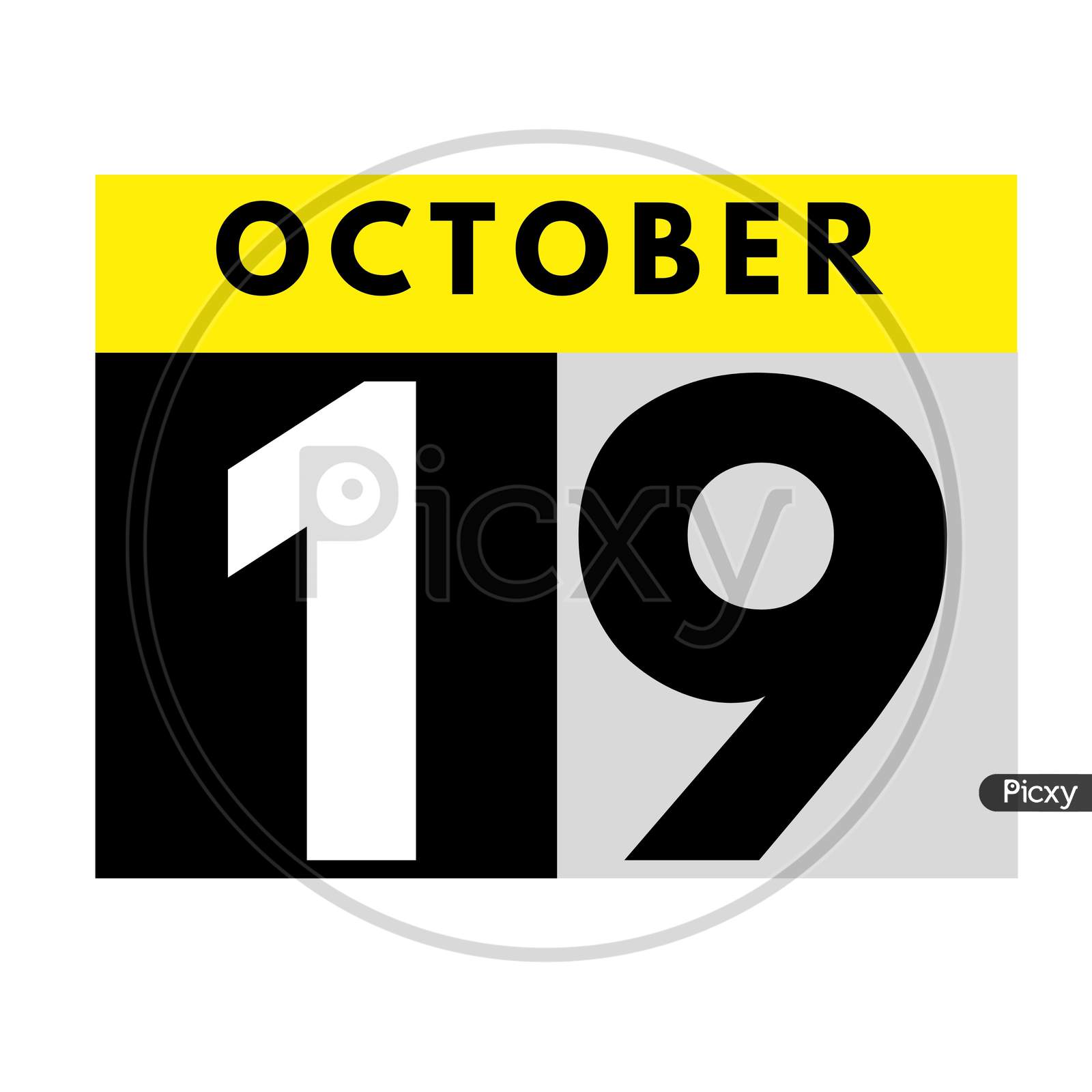 October 19 . Flat Daily Calendar Icon .Date ,Day, Month .Calendar For The Month Of October